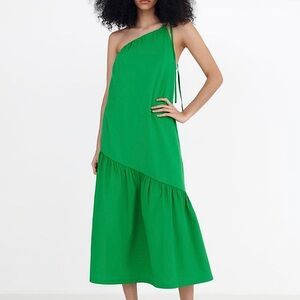 🆕 ZARA Asymmetric Neckline with Ties in Emerald Green SZ S